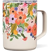 Corkcicle x Rifle Paper Co. Triple Insulated Coffee Mug with Lid & Handle - Keeps Beverages Hot for 3+ Hours - Gift for Mom - Great for Mother's Day or Christmas - 16 oz - Garden Party