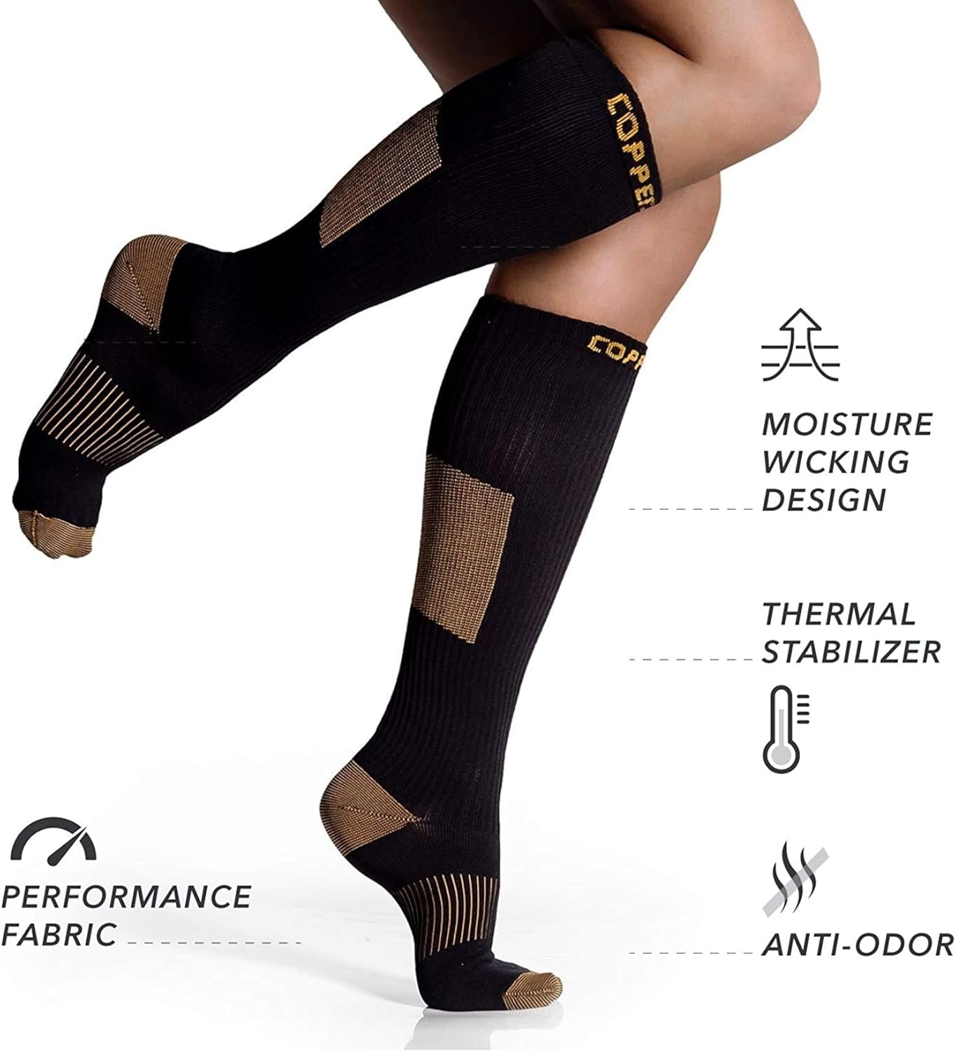 CopperJoint Long Compression Socks - Copper-Infused, Comfortable and Durable Design, Help Joint and Muscle Recovery: Clothing