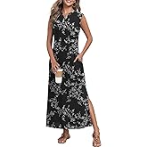 lionstill Women's Summer Slit Maxi Dress Casual V Neck Loose Long Dresses with Pockets(XS-3XL)