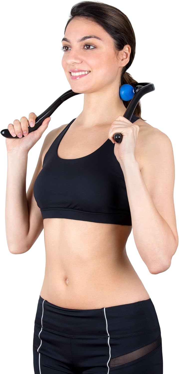 Neck Massager, LuxFit Neck and Shoulder Shiatsu Deep Tissue Trigger Point Manual Self Muscle Massage: Health & Personal Care