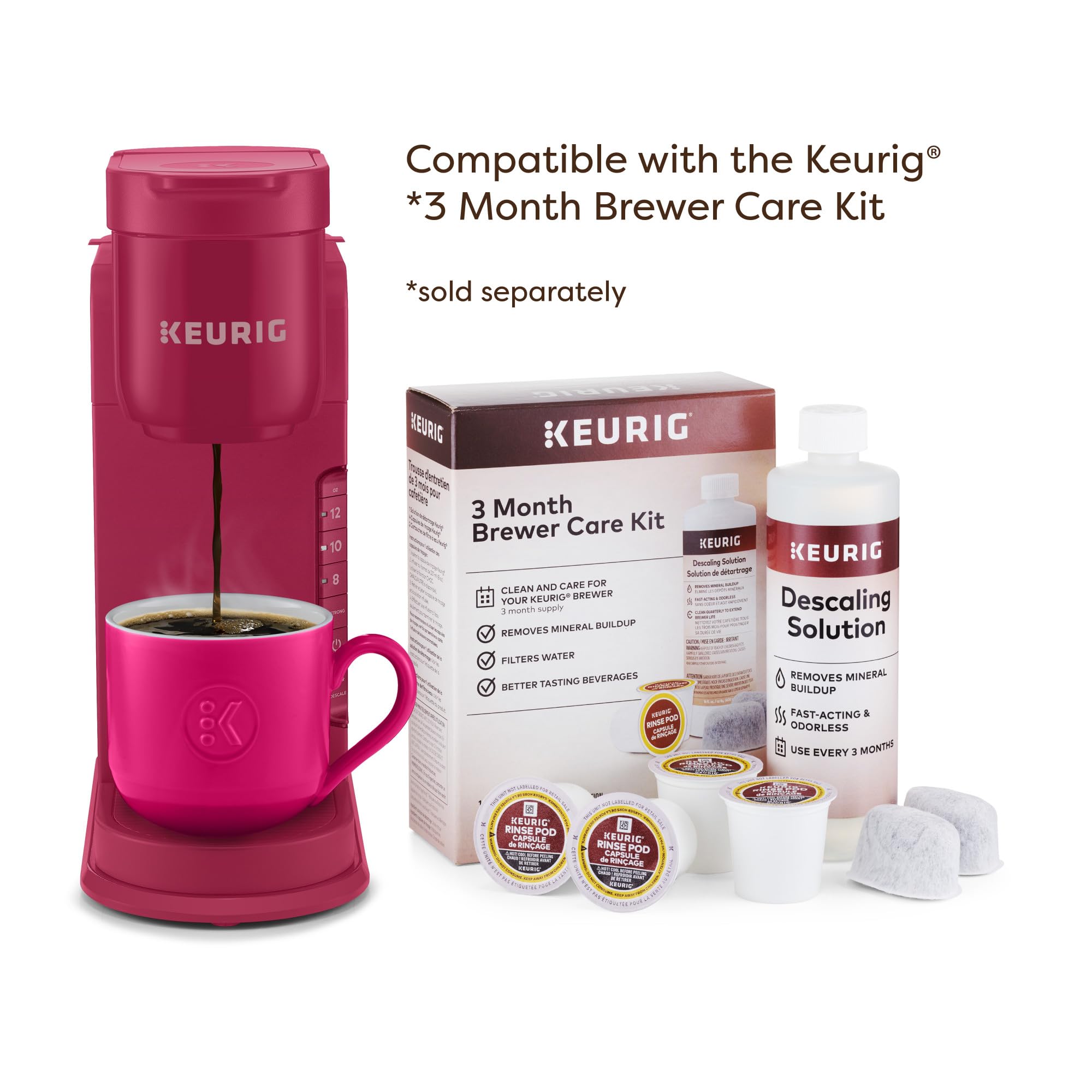 Keurig K-Express Cafetera de cápsulas K-Cup de una sola porción, 3 tamaños de preparación, función de botón fuerte, depósito extraíble de 42 oz, color baya navideña