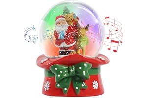 YULISKY Christmas Snow Globe,Musical Water Globe with 8 Music & Colourful Lights,100mm Holiday Glitter Globe,Christmas Home Decoration,Xmas Gifts for Kids(Santa Claus)