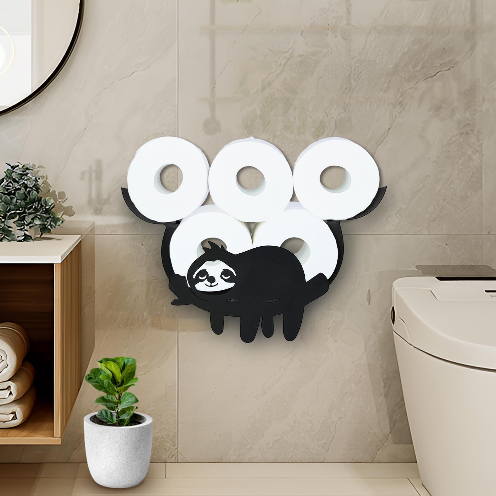 Toilet Paper Holder Sloth No Drilling - Toilet Roll Holder Toilet Paper Holder Roll Holder Toilet Paper Holder Black Bathroom Decoration Toilet Paper Wall Storage