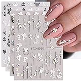 JMEOWIO 3D Embossed Flower Spring Nail Art Stickers