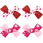 YanJie Valentines Heart Hair Clips Red Pink Bowknot Hair Barrettes Heart Lip Print Boutique Alligator Clips Sweet Hair Accessories for Girls Toddler