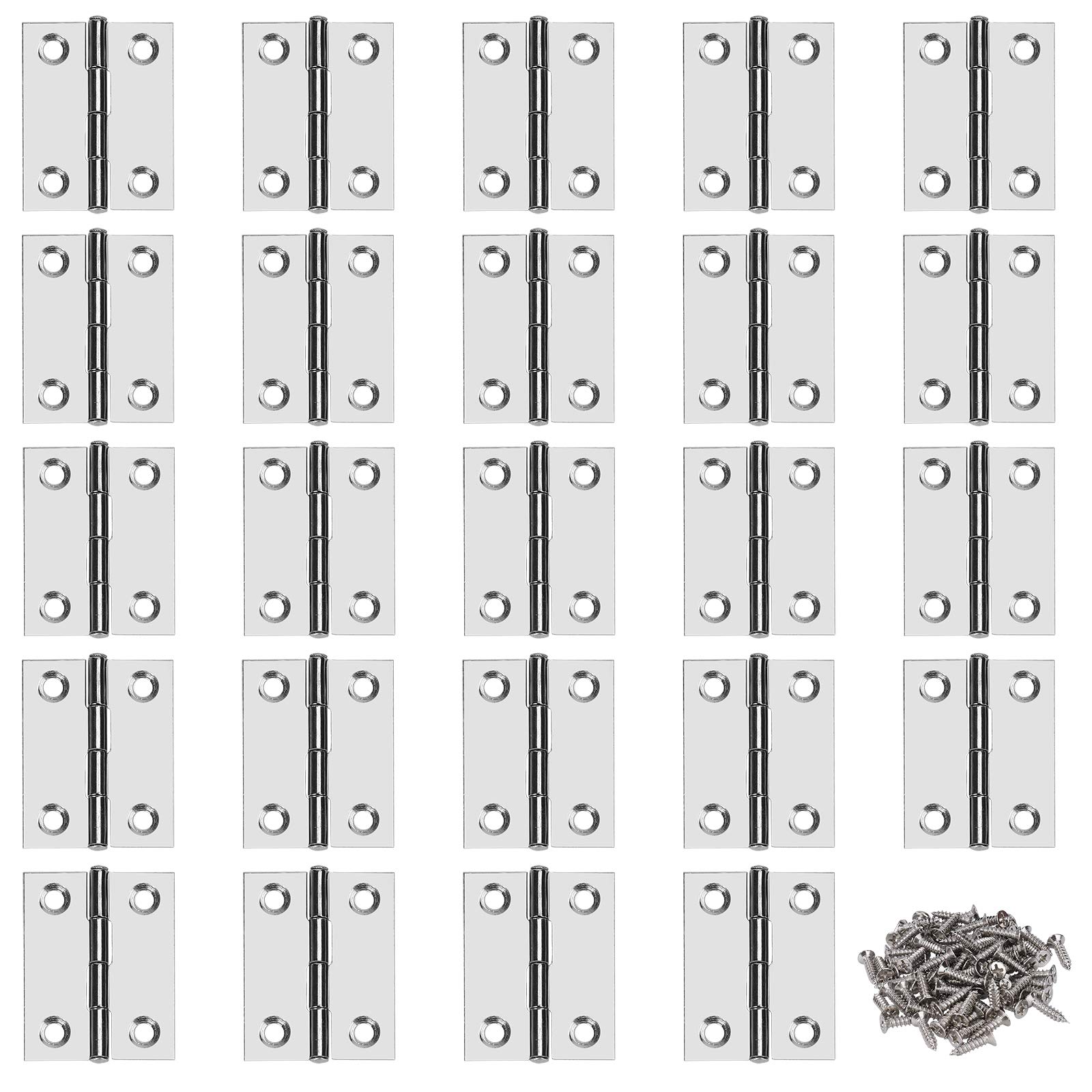 24 x Stainless Steel Door Hinges Furniture Hinges with Screws for Home Furniture Hardware Wardrobe Door Drawer 36 x 29 mm