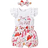 Happy Town Toddler Baby Girl Two Sweet 2nd Birthday Outfits Shorts Set Bowknot 2T Shirts Summer Clothes with Headband