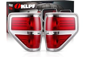 OKLPF Rear Brake Tail Lights Compatible With 2009 2010 2011 2012 2013 2014 Ford F150 F-150,Replace Silver Taillights Assembly Red Chrome Tail Lights,Not Included Bulbs,Driver and Passenger Side