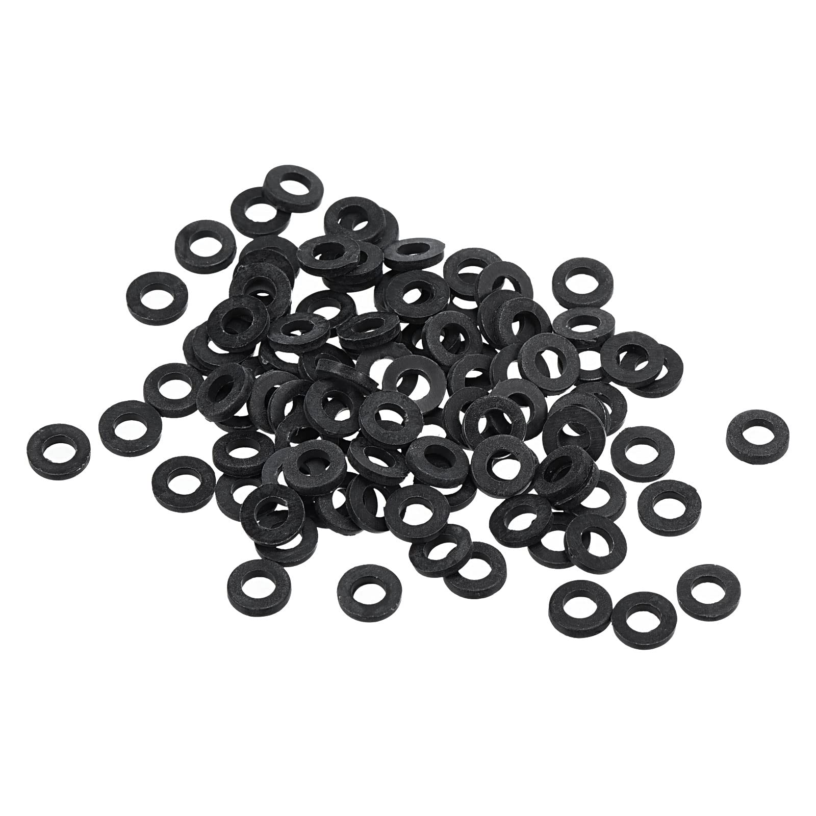 PATIKIL M2.5 Nylon Flat Washer, 100 Pack 2.5mm ID 5mm OD 1mm Thick Sealing Spacer Gasket Ring for Faucet Pipe Water Hose Fastener Bolt, Black