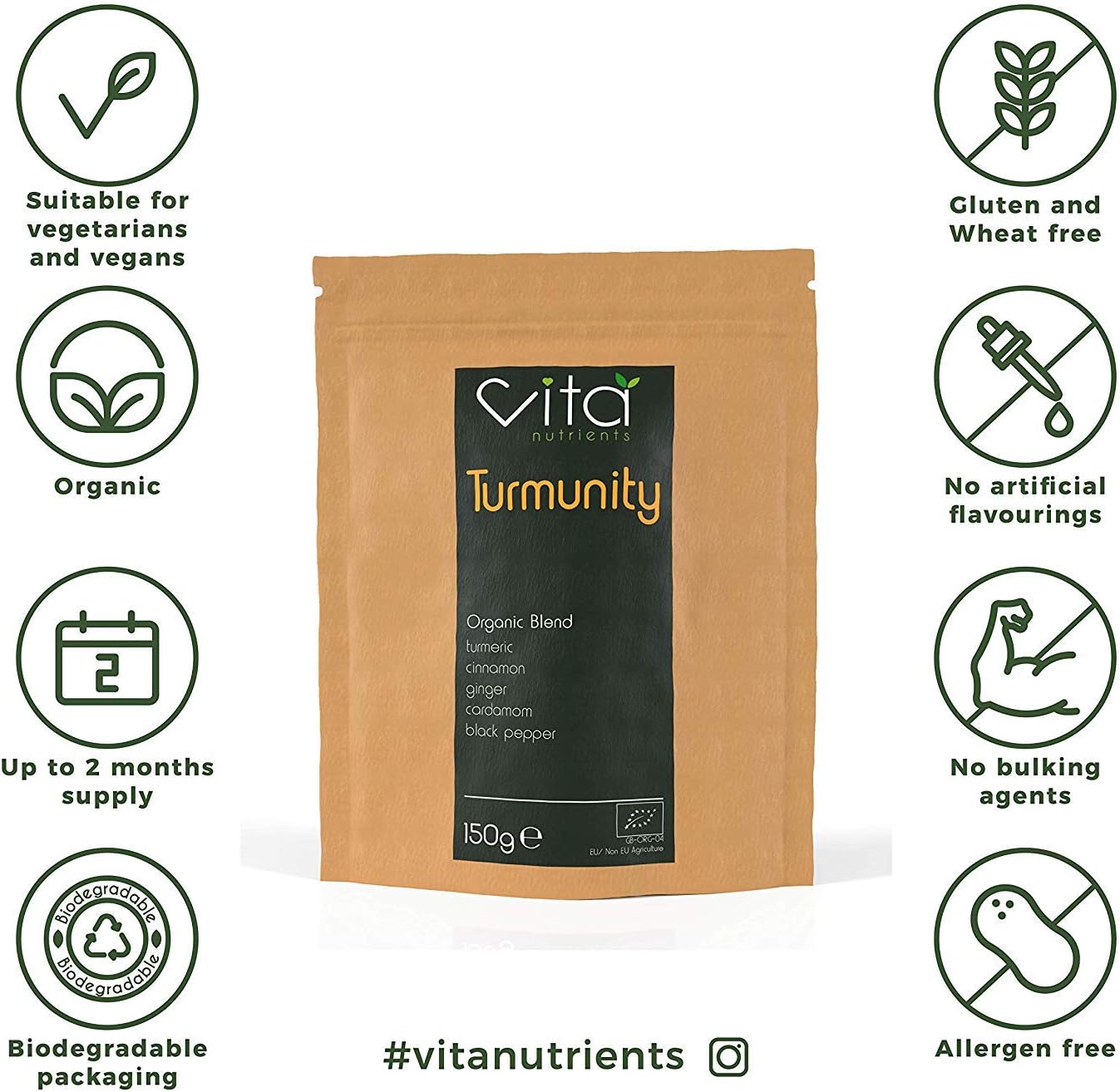 Turmunity Superfood Powder Blend 150g, Premium Organic Food, Vegan & Gluten Free, Rich Ayurveda, Turmeric - Image 4