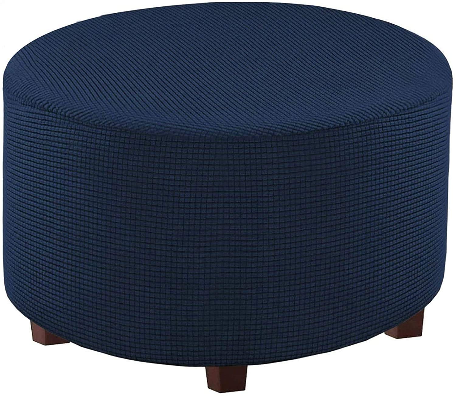 C/N Round Elastic Ottoman Ottoman Cover Round Pouffe Footstool Cover Navy
