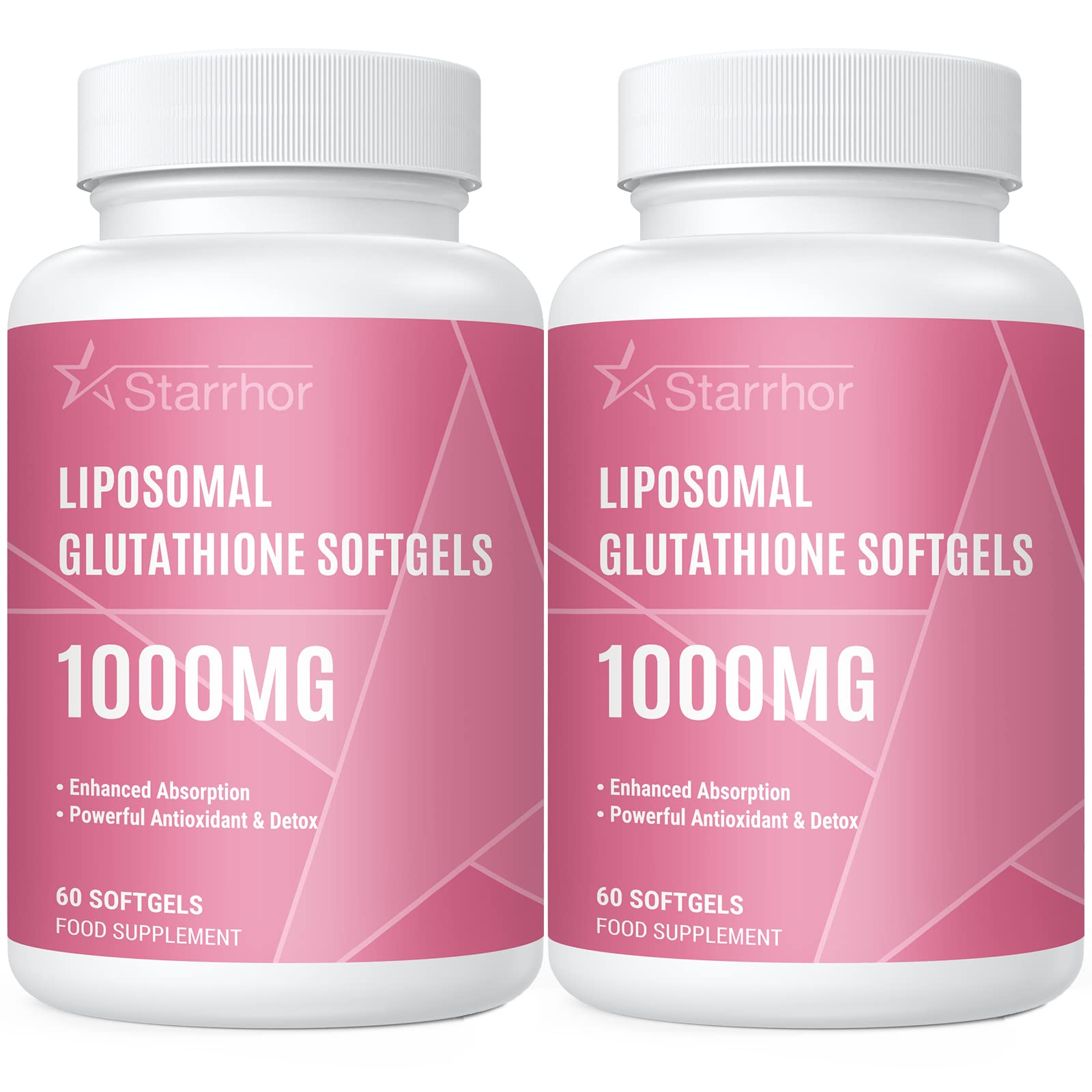 Liposomal Glutathione Softgels 2 Pack, Glutathione Supplement 1000mg per Serving, Antioxidant Support and Liver Detox, 120 Capsules