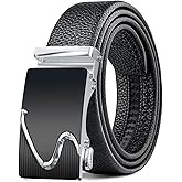 BuzToz Men's Belt,Leather Ratchet Dress Belts with Sliding Adjustable Belts Dress Casual Jeans Comfort Trim to Fit