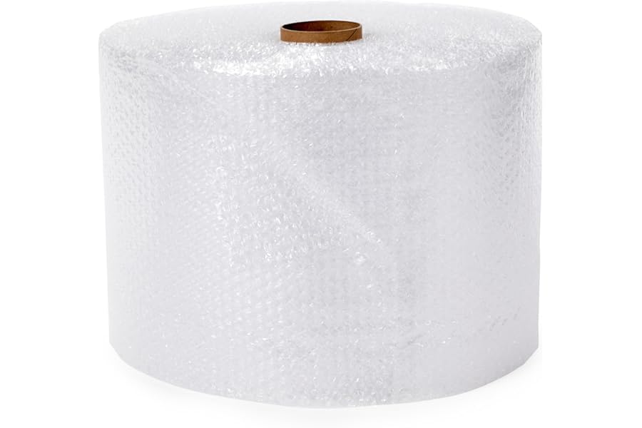 Amazon Basics Bubble Wrap for Moving, Packing, Shipping and Storage, Perforated Protective Cushioning for Fragile Items, 12-inch x 175-ft Long Roll, Small 3/16", Clear