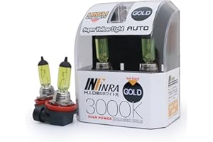 Infinra H11 55W 3000K Super Yellow Xenon Halogen Headlight Bulbs (Pack of 2)