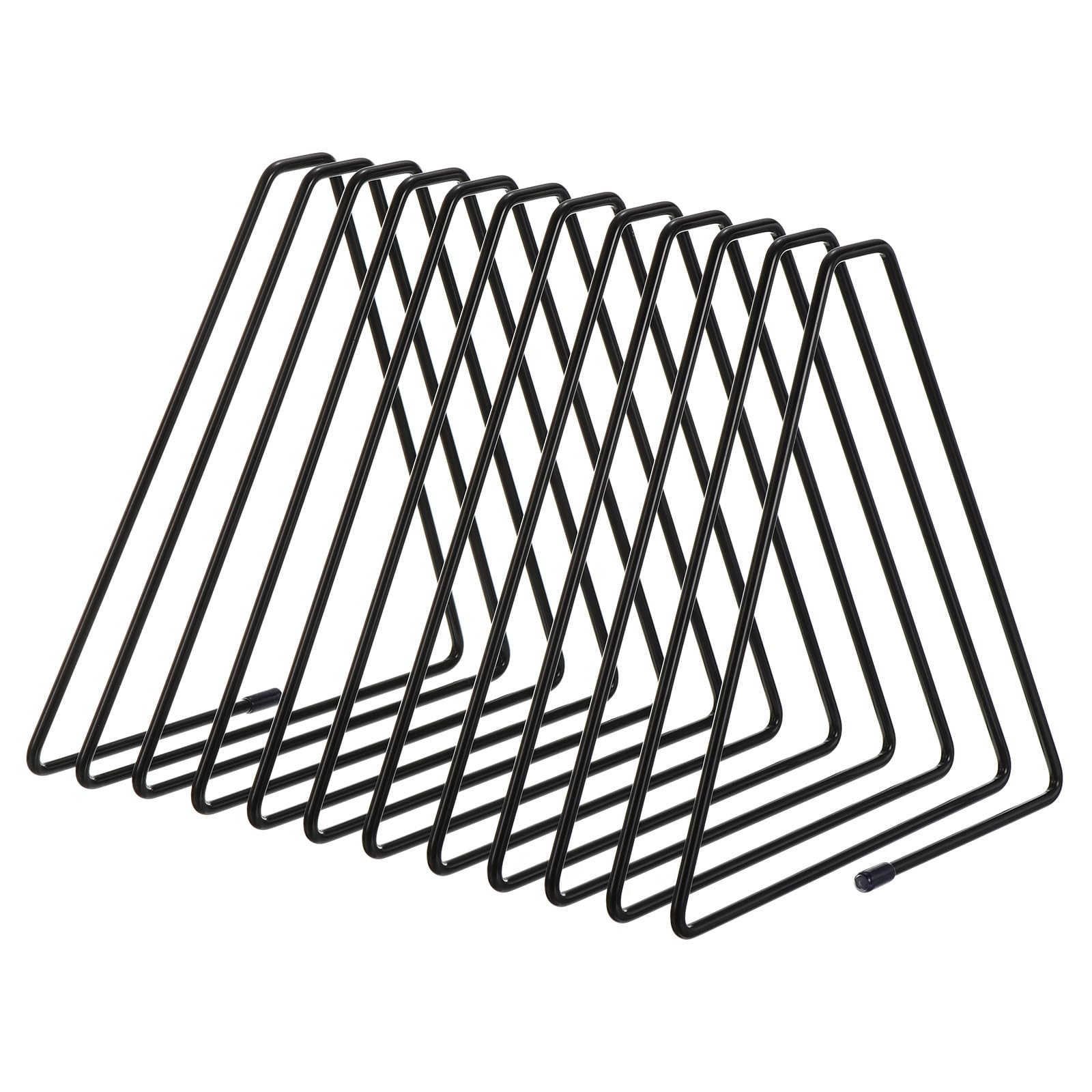 PATIKIL Triangle Desktop Holder Rack, 11 Slots Metal Wire Stand for Vinyl Record Album Magazine Book File Organizer, Black