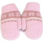 IZUS Baby-Girls Winter Knitted-Gloves Toddler Thick-Warm-Mittens Snowflake-Mitt-Gloves Kids 5-10 Years