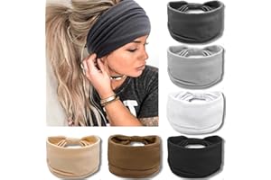IVARYSS Wide Headbands for Women, Neutral Knotted Head Wraps Turbans, Large African Style Head Bands Hair Accessories, 6 Pack