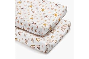 Babebay Changing Pad Cover, Ultra Soft Jersey Knit Cotton Change Table Covers, Baby Diaper Changing Pad Cover Sheets for Girls Boys, 2 Pack(Boho Rainbow)