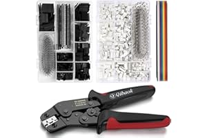 Qibaok Crimping Tool Kit Ratcheting Crimper with 1550PCS 2.54mm Dupont Connectors and 760pcs 2.54mm JST-XH Connectors for AWG 26-20(0.1-0.5mm²)