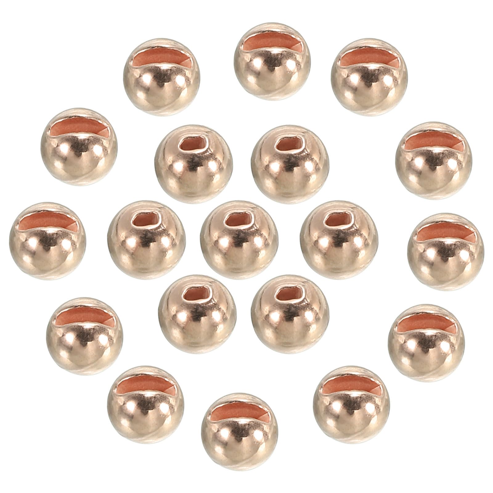 PATIKIL 4mm Tungsten Slotted Beads for Fly Tying, 50 Pcs Copper Tone Tungsten Alloy Round Bead Head Ball for Jig Hooks Fishing Fly Tying Materials