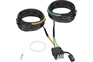 WODHMIEY 4 Pin 5 Wire Trailer Light Wiring Harness, 22ft 18AWG Brake Turn Indicator Extension Cable, for RV with PVC Coated B