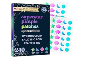 LivaClean 240 CT Holographic Cute Acne Patches - Space Edition w/Salicylic Acid & Tea Tree Oil for Face - Hydrocolloid Star Pimple Patches