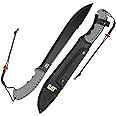 CAT Latin 21-Inch Machete with Shoulder Strap Sheath, Blade Knife with Ergonomic Comfort Tool Handle, Cut, Chop, Clear Brush, Garden, Outdoors, Camping - 980409ECT Black