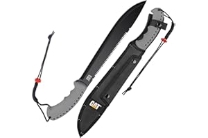Cat 980691ECT Black Machete 21 Shoulder Strap Sheath, Inch, Stainless Steel Blade Knife, Cut Brush Clearing, Hiking, Camping,