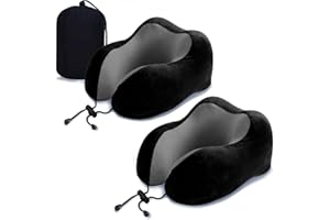 ZHCHG 2 Pack Travel Pillow, Best Memory Foam Neck Pillow for Airplane, Head Support Comfortable Pillow for Sleeping Rest, Tra