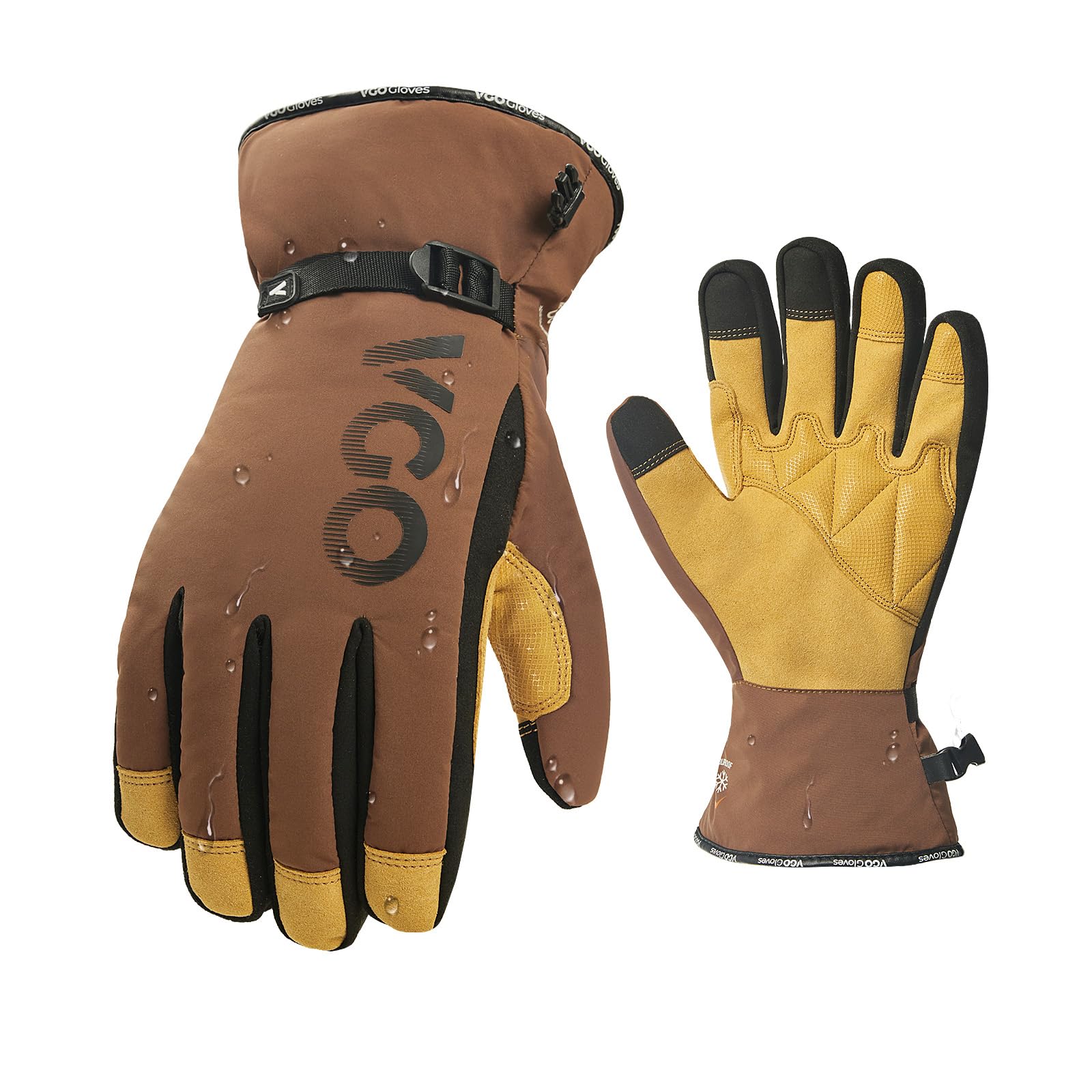 Vgo... Winter Waterproof Gloves Men Touchscreen, Utility Thermal Gloves for Working Scooter Freezer Walking Skiing Warehouse Multipurpose in Cold Weather, 1 pair