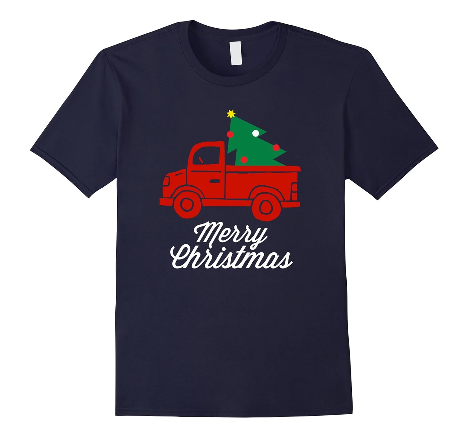 Red Truck Christmas Tree Vintage Merry Xmas T-Shirt-Rose