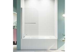 Findepot 31" W x 55" H Frameless Tub Shower Screen,Frameless Shower Glass Doors for Bathtub with 1/4"(6mm) Tempered Glass, Easy Cleaning Design, Chrome