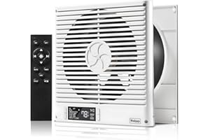 Windigaga 8" Room to Room Fan with Remote, 320CFM Through Wall Air Transfer Fan with Temperature Controller, Reversible Airfl