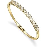 Cowlyn Open Cuff Bangle Cubic Zirconia Classic Tennis Bracelet 14K Gold Plated Jewelry for Women Women