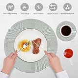 Homcomodar Round Woven Placemats with Coasters Set of 4 Grey 34cm view 3