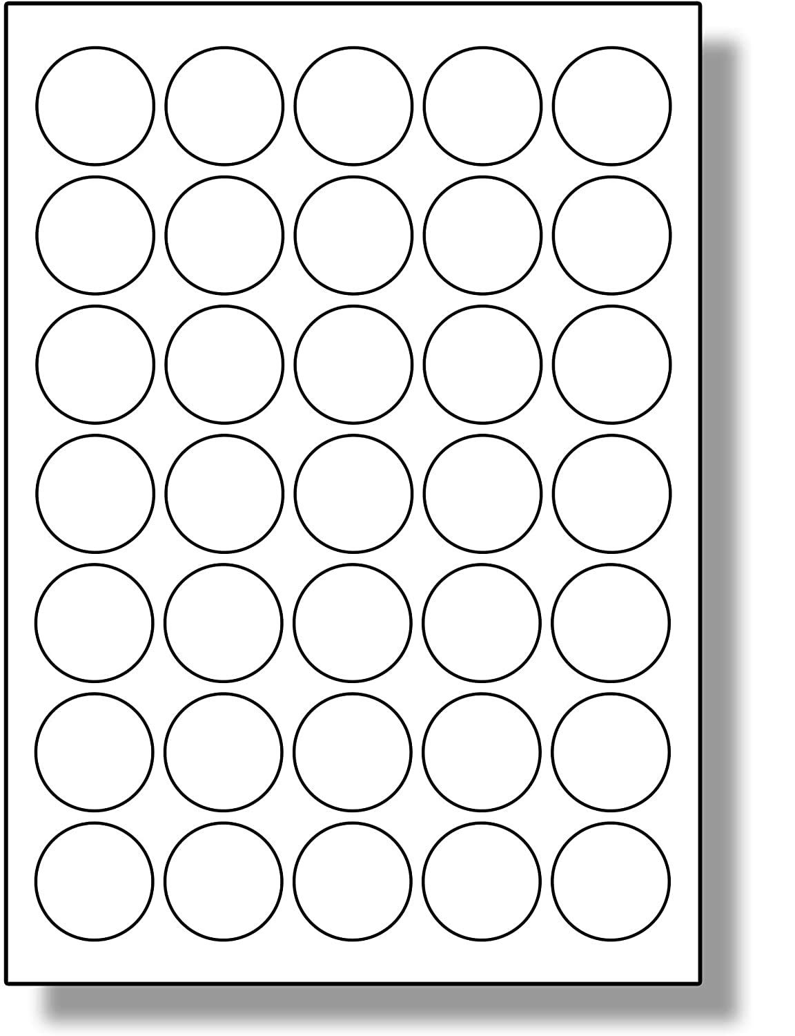 Label Planet® 35 Per Page/Sheet, 50 Sheets (1750 Round Sticky Labels), White Blank Matt A4 Circular Circle Price Pricing Stickers, for Laser or Inkjet Printer, UK LP35/37R, 37MM Diameter Circles