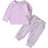 Toddler Baby Girl Clothes Fall Outfits Sweatshirt Infant Sweat Suit Solid Long Sleeve Winter Outfit Pants Set 0-24M