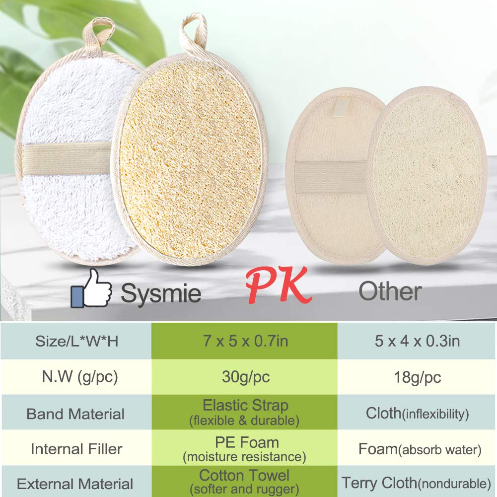 3 Packs Exfoliating Loofah Sponge Pads,Large 5”x 7”-100% Natural Luffa and Terry Cloth Materials,Premium Loofa Sponge Scrubber Body Glove Close Skin for Men and Women,Perfect for Bath Spa and Shower: Beauty