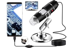 Bysameyee USB Microscope, Digital Handheld 40X-1000X Magnification Endoscope Mini Video Camera with 8 Adjustable LED Lights, Compatible with Windows 7/8/10/11 Mac Linux Android (with OTG)