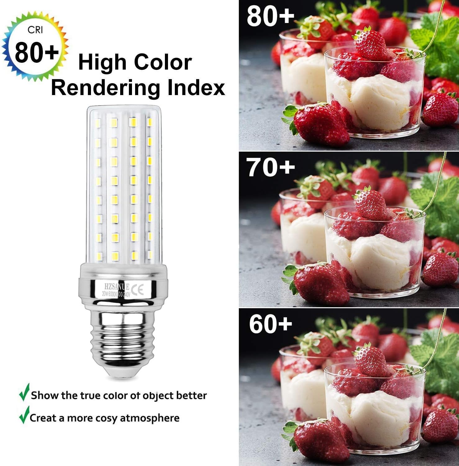HZSANUE LED Corn Bulbs 20W, E27 Edison Screw Bulbs,2200Lm, 6000K Daylight White,150W Incandescent Bulbs Equivalent,Pack of 3 - Image 5