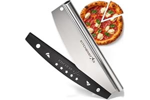 KitchenStar 14-Inch Pizza Cutter Rocker Blade - Sharp Stainless Steel Slicer Knife, Protective Cover, Dishwasher Safe, Large 