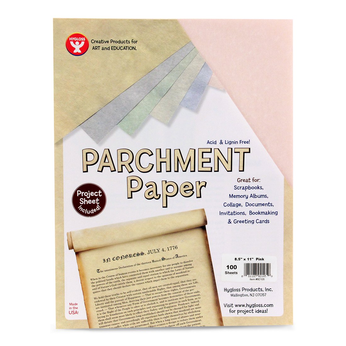 Hygloss Parchment Paper, Pink, 100 Sheets