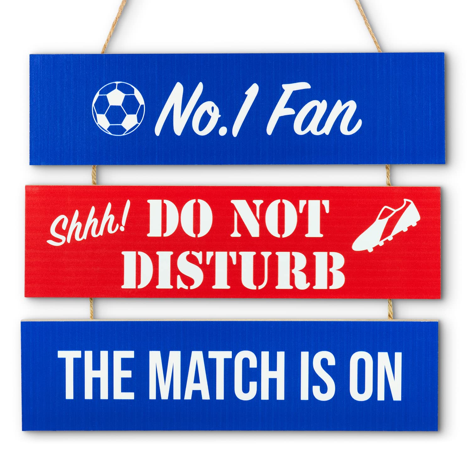 Sass Party & Gifts Football Fan Hanging Sign - Great Gift For Football Fans - Man Cave Sign Gift - Multiple Team Colours Available (Red/Blue)