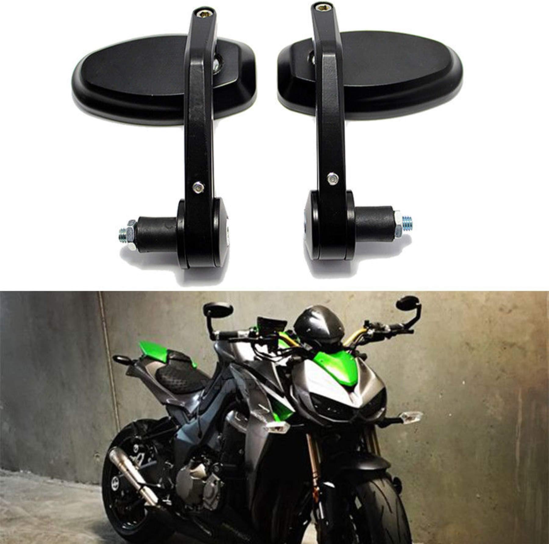 Nick88am Motorcycle Handlebar End Side Mirrors 7/8" for Kawasaki Z1000 Z900 Z800 Z650 MT