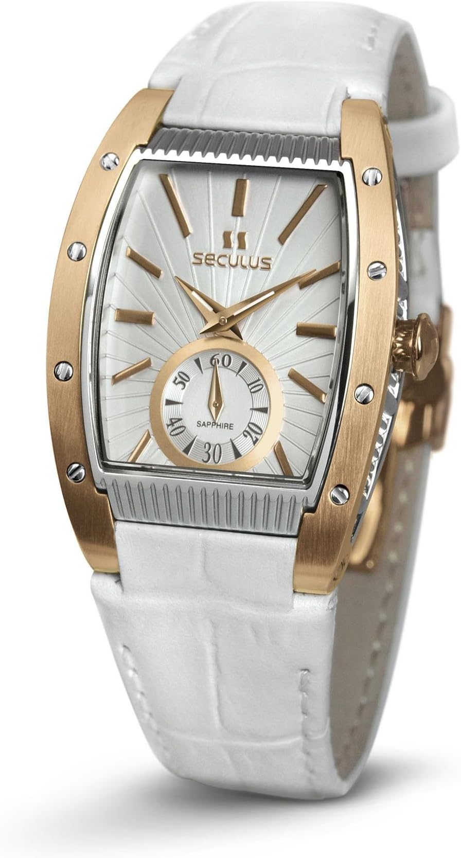 SECULUS WOMEN'S DESIGN WHITE LEATHER BAND QUARTZ WATCH 1667.2.1069 LW R W
