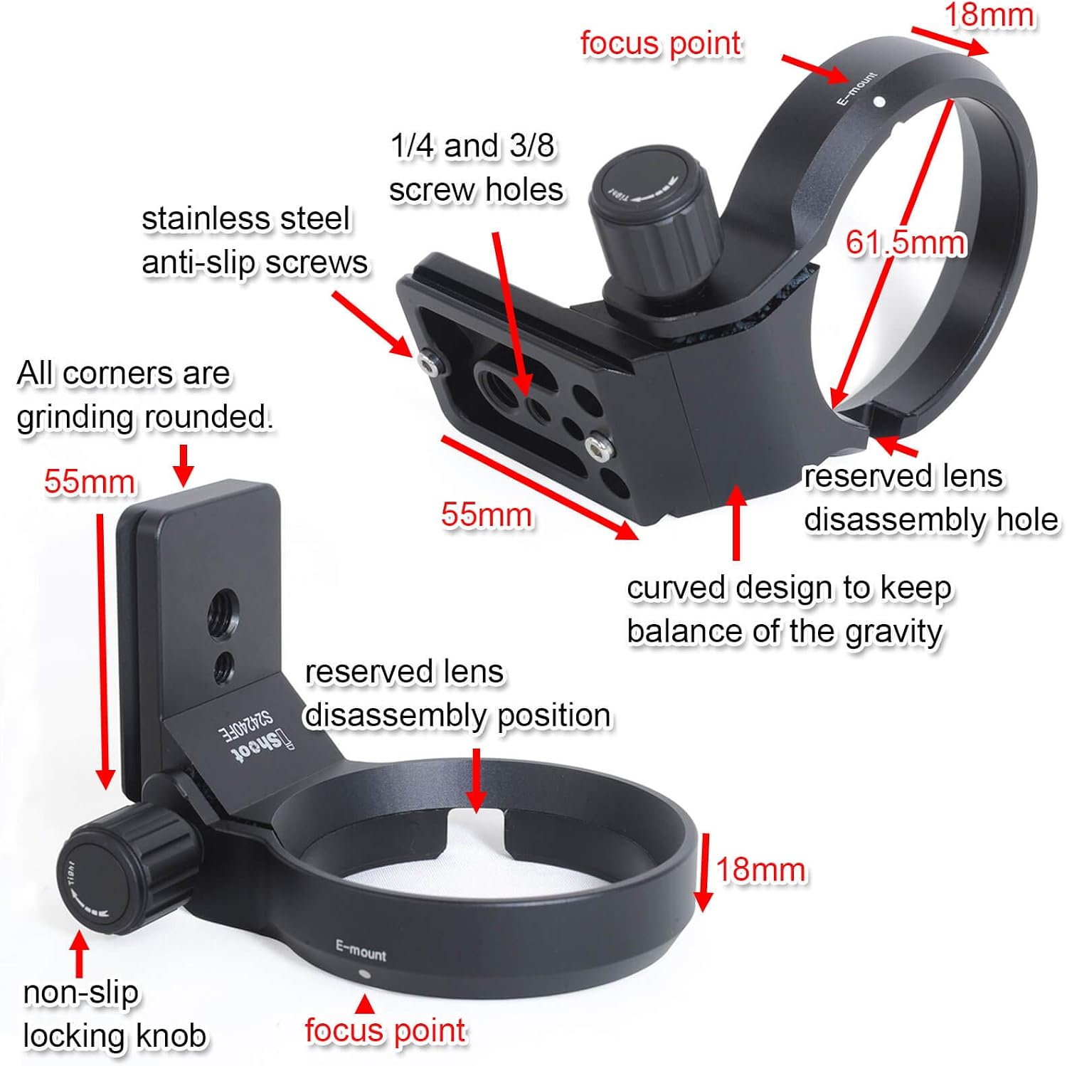 iShoot Lens Collar Tripod Mount Ring Support Bracket Compatible with Sony FE 24-240mm f/3.5-6.3 OSS, 24-105mm f/4 G OSS - Image 4