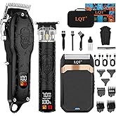 LQT Professional Hair Clipper Set for Men Electric Shaver Razor Cordless Hair Cutting Barber Clippers Beard Trimmer Men’s Grooming Kit Gifts for him (Black)