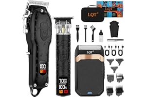 LQT Professional Hair Clipper Set for Men Electric Shaver Razor Cordless Hair Cutting Barber Clippers Beard Trimmer Men’s Grooming Kit Gifts for him (Black)