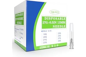 Meterbox 100 Pack 27 Ga 1/2 inch Disposable Needles with Caps for Scientific and Industrial Dispensing Individually Wrapped